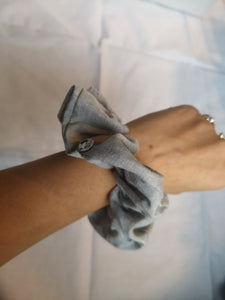 Grey Linen Scrunchie