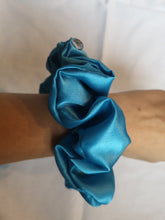 Blue Satin Scrunchie